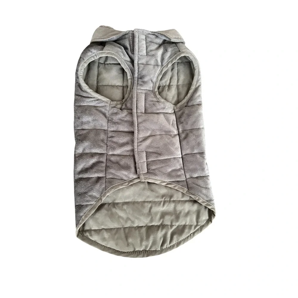 Weighted Quilted Dog Vest Gray Plush Calming Pet Jacket Glass Bead Fill RN100350